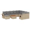 vidaXL 11-tlg. Garten-Sofagarnitur mit Kissen Beige Poly Rattan