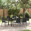 vidaXL Garten Essgruppe 7 pcs Schwarz Pulverbeschichteter Stahl