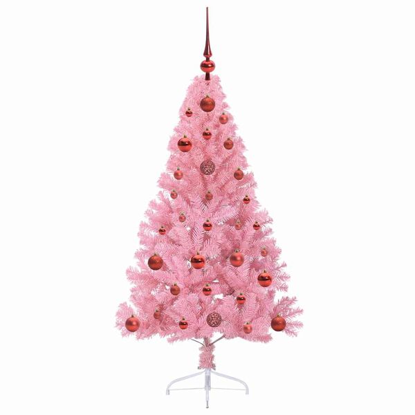vidaXL K&uuml;nstlicher vorbeleuchteter Weihnachtsbaum Rosa 120 cm PVC