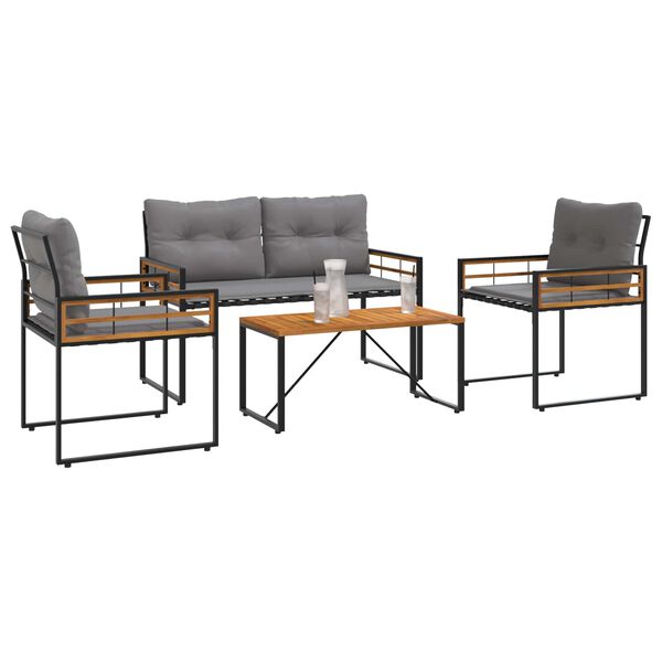 vidaXL Gartenmöbel Set mit Kissen 4 pcs Hellgrau