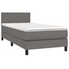 vidaXL Boxspringbett mit Matratze Grau 90x190 cm Kunstleder