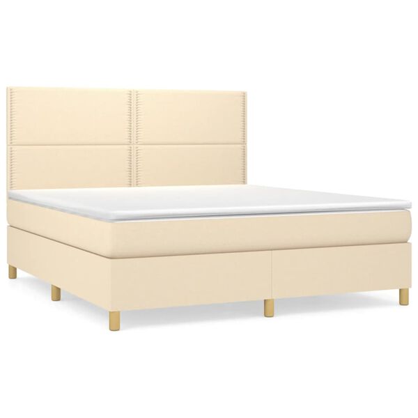 vidaXL Boxspringbett mit Matratze Creme 180x200 cm Stoff