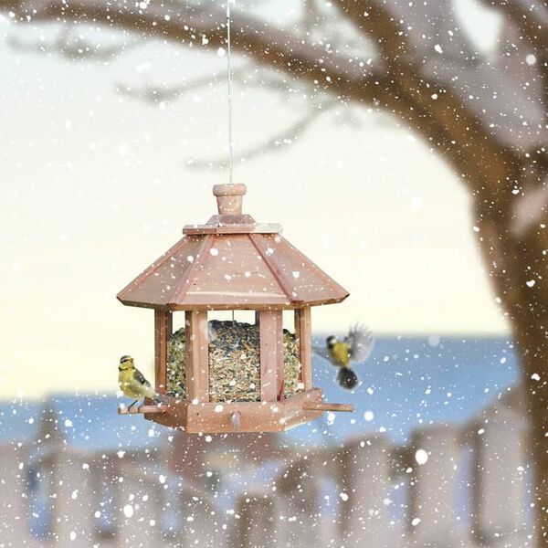 HI Vogel-Futterhaus zum Aufh&auml;ngen Hausf&ouml;rmig 26x27 cm Natur