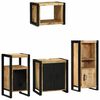 vidaXL Badezimmerm&ouml;bel-Set 4 pcs Braun und Schwarz Massivholz Mango