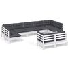 vidaXL 9-tlg. Garten-Lounge-Set mit Kissen Wei&szlig; Kiefer Massivholz