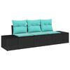 vidaXL Gartensofa-set 3 stk. Schwarz und T&uuml;rkis Poly-Rattan