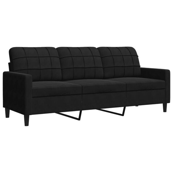 vidaXL 3-Sitzer-Sofa Schwarz 180 cm Samt