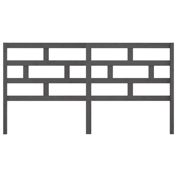 vidaXL Kopfteil Grau 206x4x100 cm Massivholz Kiefer