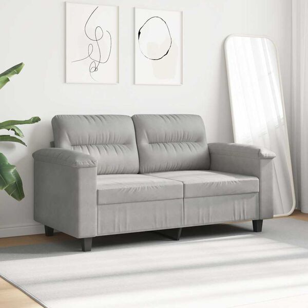 vidaXL 2-Sitzer-Sofa Hellgrau 120 cm Mikrofasergewebe