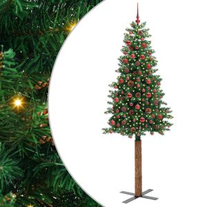 vidaXL Schlanker Weihnachtsbaum mit 300 LEDs mit St&auml;nder Gr&uuml;n 210 cm
