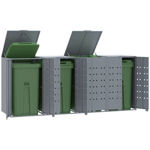 vidaXL M&uuml;lltonnenbox f&uuml;r 4 Tonnen Grau 276x79x117 cm Stahl