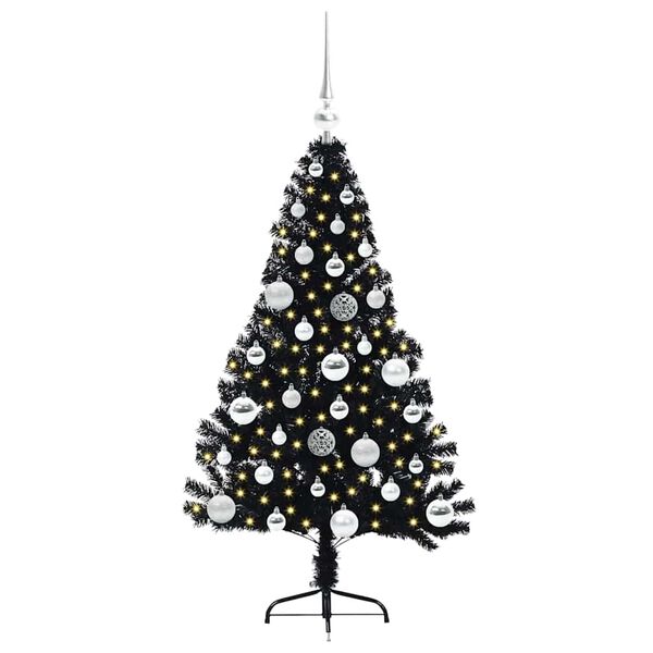 vidaXL K&uuml;nstlicher vorbeleuchteter Weihnachtsbaum Schwarz 120 cm PVC