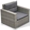 vidaXL 6-tlg. Garten-Lounge-Set mit Auflagen Poly Rattan Grau