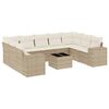 vidaXL 10-tlg. Garten-Sofagarnitur mit Kissen Beige Poly Rattan