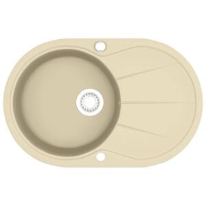 vidaXL Granitsp&uuml;le Einzelbecken Oval Beige