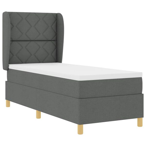 vidaXL Boxspringbett mit Matratze Dunkelgrau 90x190 cm Dunkelgrau