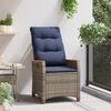 vidaXL Verstellbarer Gartenstuhl Grau und Marineblau Poly-Rattan