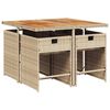 vidaXL 5-tlg. Garten-Essgruppe mit Kissen Beige Poly Rattan