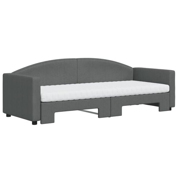 vidaXL Tagesbett Ausziehbar mit Matratzen Dunkelgrau 80x200 cm Stoff