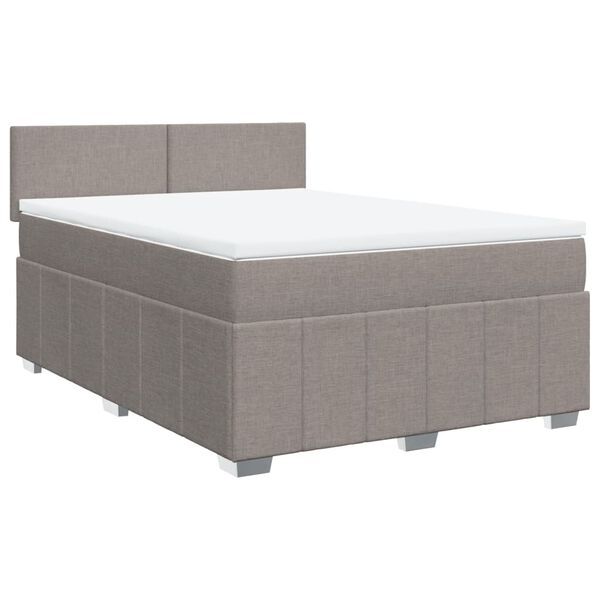 vidaXL Boxspringbett mit Matratze Taupe 140x200 cm Stoff