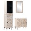 vidaXL Badezimmerm&ouml;bel-Set mit Schubladen 3 pcs Wei&szlig; Massivholz Mango