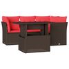 vidaXL 5-teiliges Gartensofa-Set mit Kissen, braun, Polyrattan