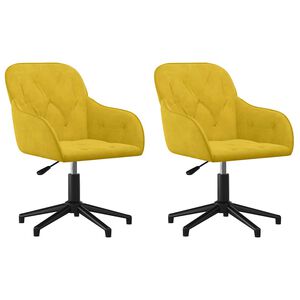 vidaXL Esszimmerst&uuml;hle 2 Stk. Drehbar Gelb Samt