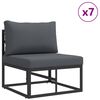 vidaXL Gartensofa-set mit Kissen 11 pcs Schwarz Aluminium