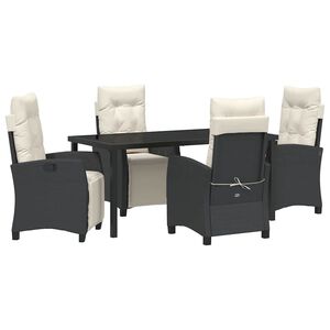 vidaXL Garten Essgruppe mit Kissen 5 pcs Schwarz Poly-Rattan
