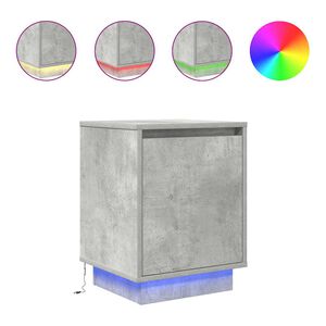 vidaXL Nachttisch mit LED-Leuchten Betongrau 38x34x50 cm