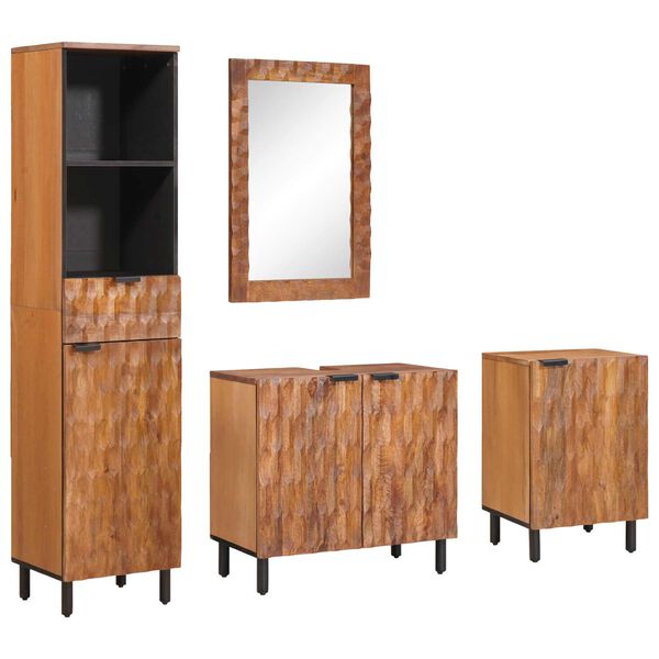 vidaXL Badezimmer Sets 4 pcs Akazie Braun Winish Massivholz Mango