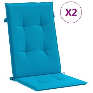 vidaXL Gartenstuhlauflagen f&uuml;r Hochlehner 2 Stk. Blau 120x50x3cm Stoff