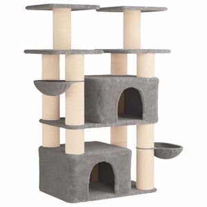 vidaXL Katzennbaum mit Sisal-Kratzs&auml;ulen Hellgrau 147 cm 2 stk.
