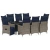 vidaXL Tisch- und Stuhlset mit Kissen 9 pcs Grau PE-Rattan
