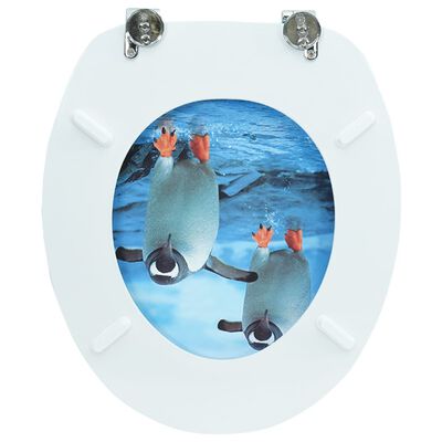 vidaXL Toilettensitz mit Deckel MDF Pinguin-Design