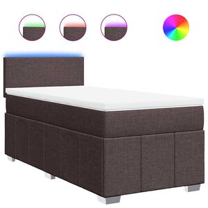 vidaXL Boxspringbett mit Matratze Dunkelbraun 90x200 cm Stoff