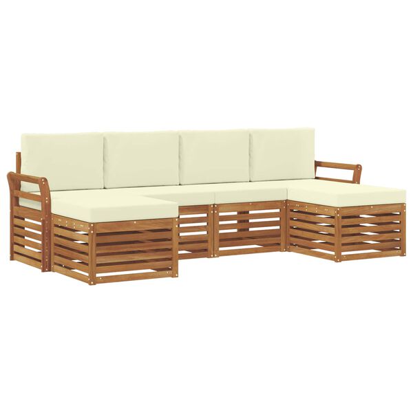 vidaXL Sofagarnituren 6 pcs Natur und Creme Massivholz Akazie