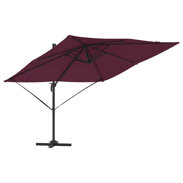 vidaXL Roma Parasol Rot 286 x 284 x 265 cm Aluminium und Polyester