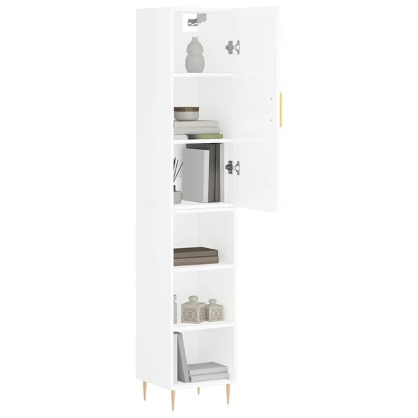 vidaXL Highboard Hochglanz-Weiß 34,5x34x180 cm Holzwerkstoff