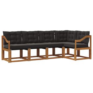 vidaXL Outdoor-Sofagarnitur mit Kissen 5 pcs Nat&uuml;rlich und Schwarz