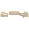 vidaXL 3-tlg. Sofagarnitur mit Kissen Creme Stoff