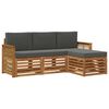 vidaXL Outdoor-Sofagarnitur mit Kissen 4 pcs Natur und Anthrazit