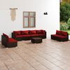 vidaXL 9-tlg. Garten-Lounge-Set mit Kissen Poly Rattan Braun
