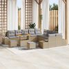 vidaXL Gartensofa-set mit Kissen mit Speicher 13 pcs Beige Poly Rattan