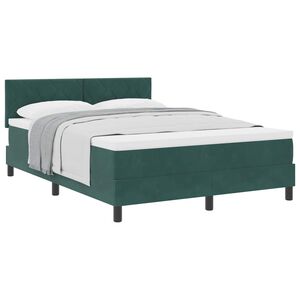 vidaXL Boxspringbett mit Matratze Dunkelgr&uuml;n 140 x 200 cm Samt