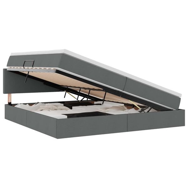 vidaXL Bett mit Stauraum und LED Dunkelgrau 200 x 200 cm Polyester