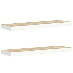 vidaXL Schweberegale 2 Stk. Eichen-Optik und Wei&szlig; 80x23,5x3,8 cm MDF