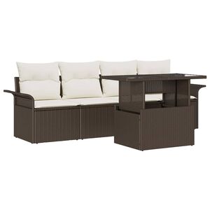 vidaXL Gartensofa-set mit Kissen 5 pcs Braun Poly-Rattan