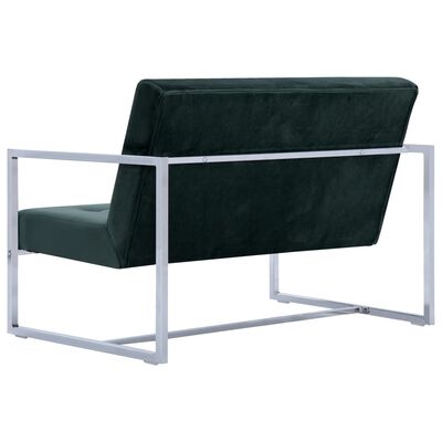 vidaXL 2-Sitzer-Sofa mit Armlehnen Dunkelgrün Chrom und Samt