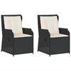 vidaXL Gartensessel mit Kissen 2 Stk. Verstellbar Schwarz Poly Rattan